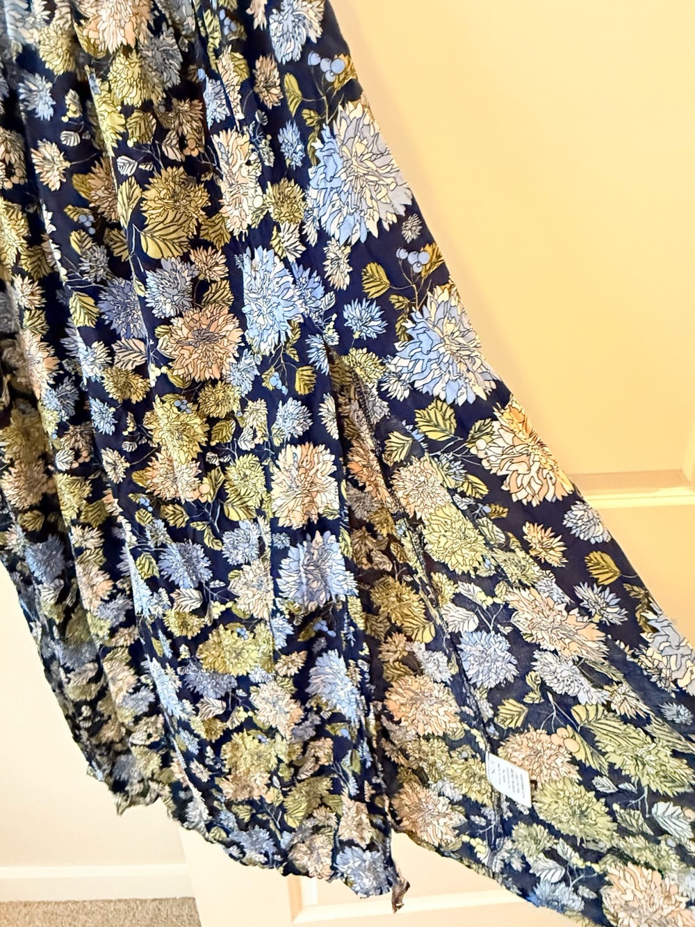 Blush Navy Floral Maxi Slip Dress with Blue & Green Accents - Picture 6 of 7